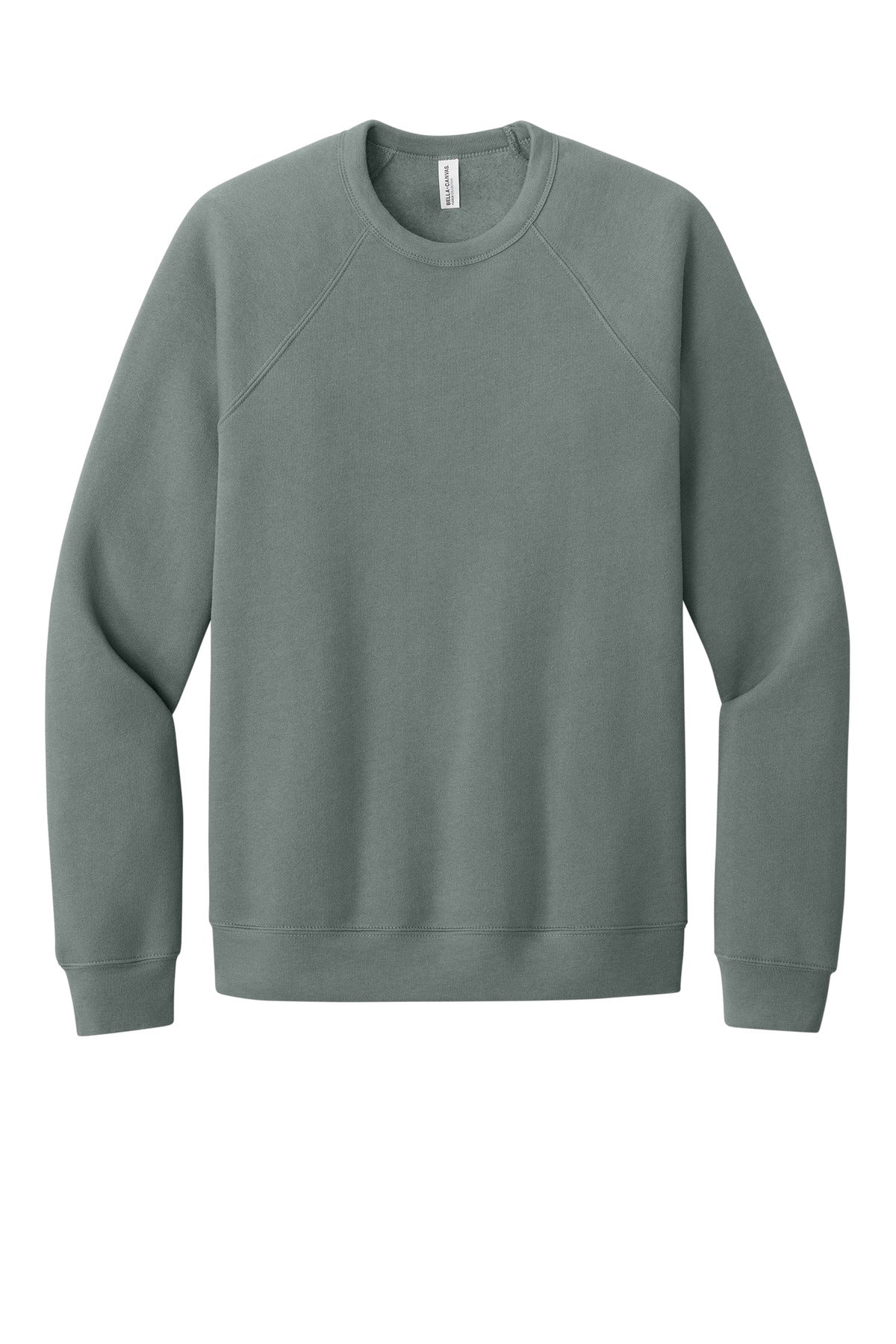 Front View of BlueStorm BELLA+CANVAS Unisex Sponge Fleece Raglan Sweatshirt. BC3901