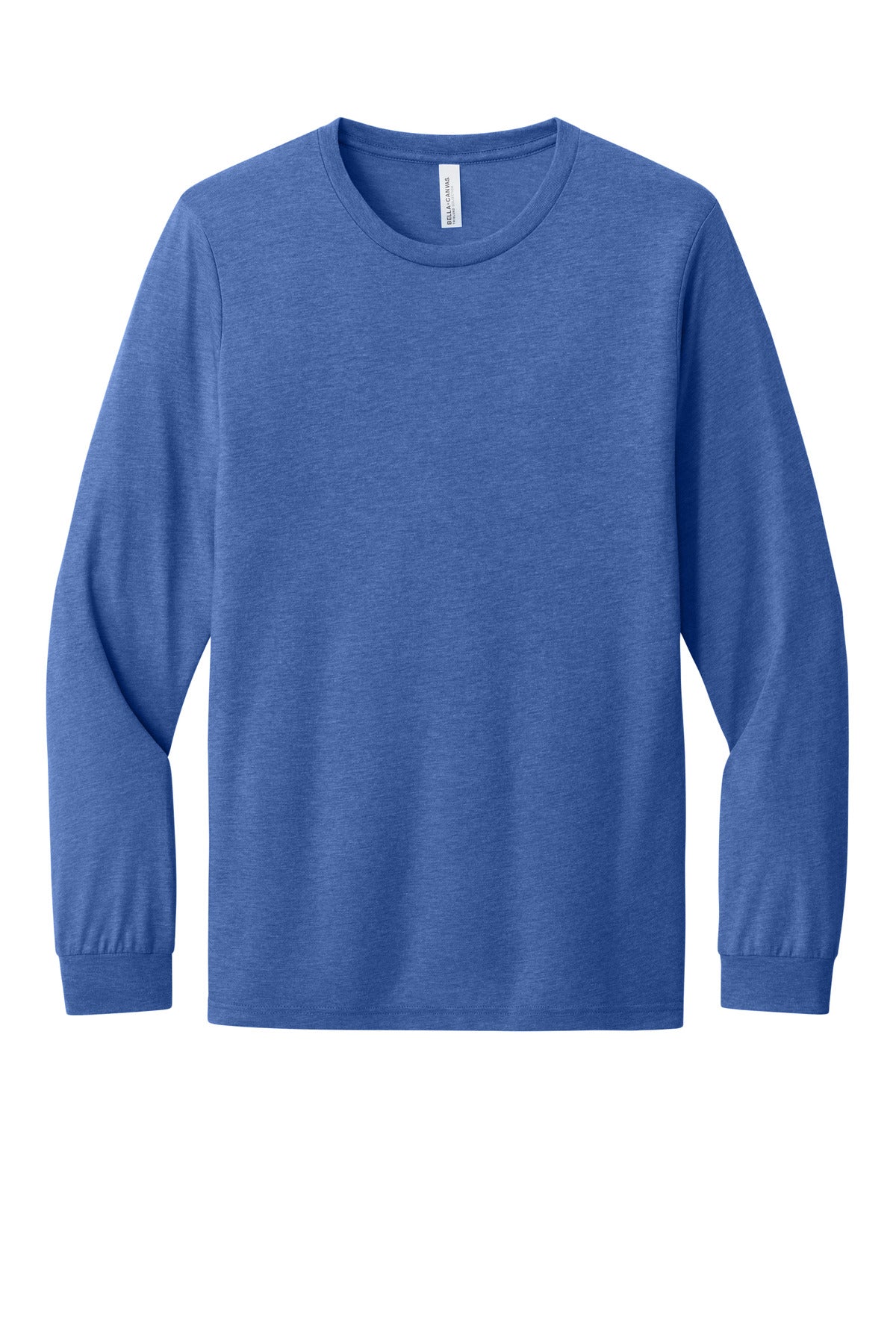 Front View of BlueTB BELLA+CANVAS Unisex Triblend Long Sleeve Tee BC3513