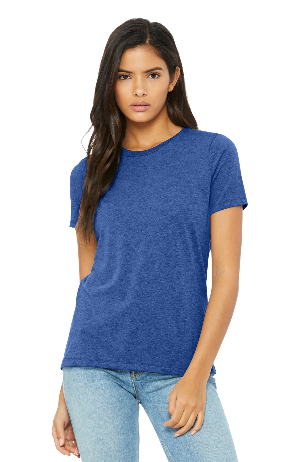 Front View of BlueTB BELLA+CANVAS Women's Relaxed Triblend Tee BC6413