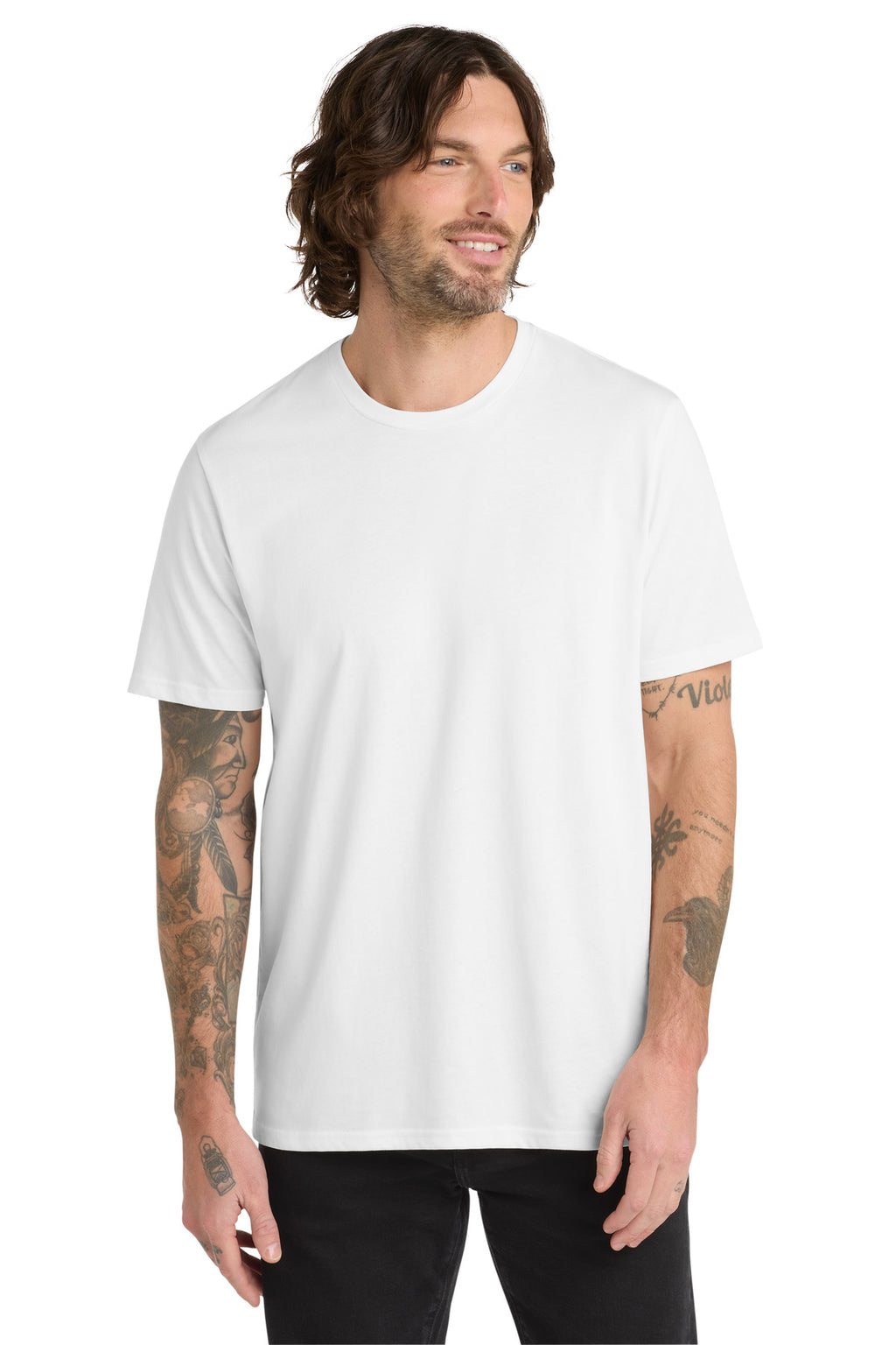 Front View of BrtWhite Allmade Unisex Organic Cotton Tee. AL2100