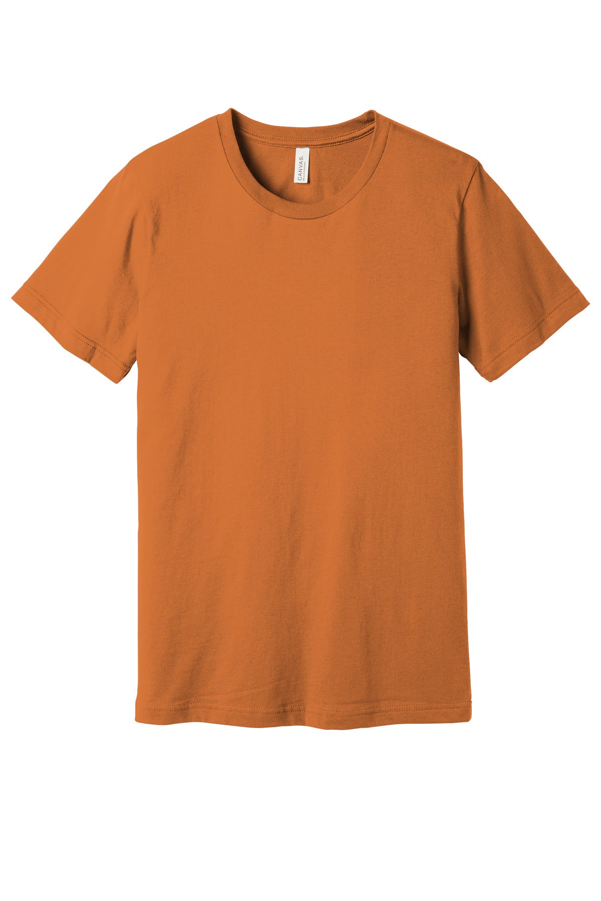 Front View of Burnt Orange BELLA+CANVAS Unisex Jersey Short Sleeve Tee. BC3001