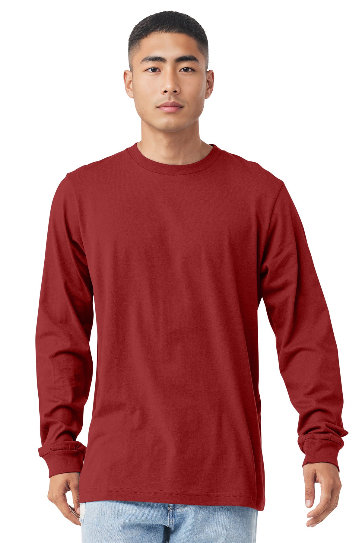 Front View of CanvasRed BELLA+CANVAS Unisex Jersey Long Sleeve Tee. BC3501
