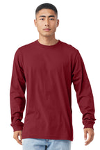 Front View of Cardinal BELLA+CANVAS Unisex Jersey Long Sleeve Tee. BC3501