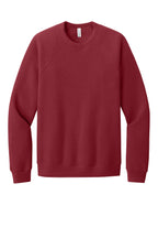 Front View of Cardinal BELLA+CANVAS Unisex Sponge Fleece Raglan Sweatshirt. BC3901