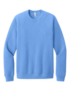 Front View of CarolinaBl BELLA+CANVAS Unisex Sponge Fleece Raglan Sweatshirt. BC3901