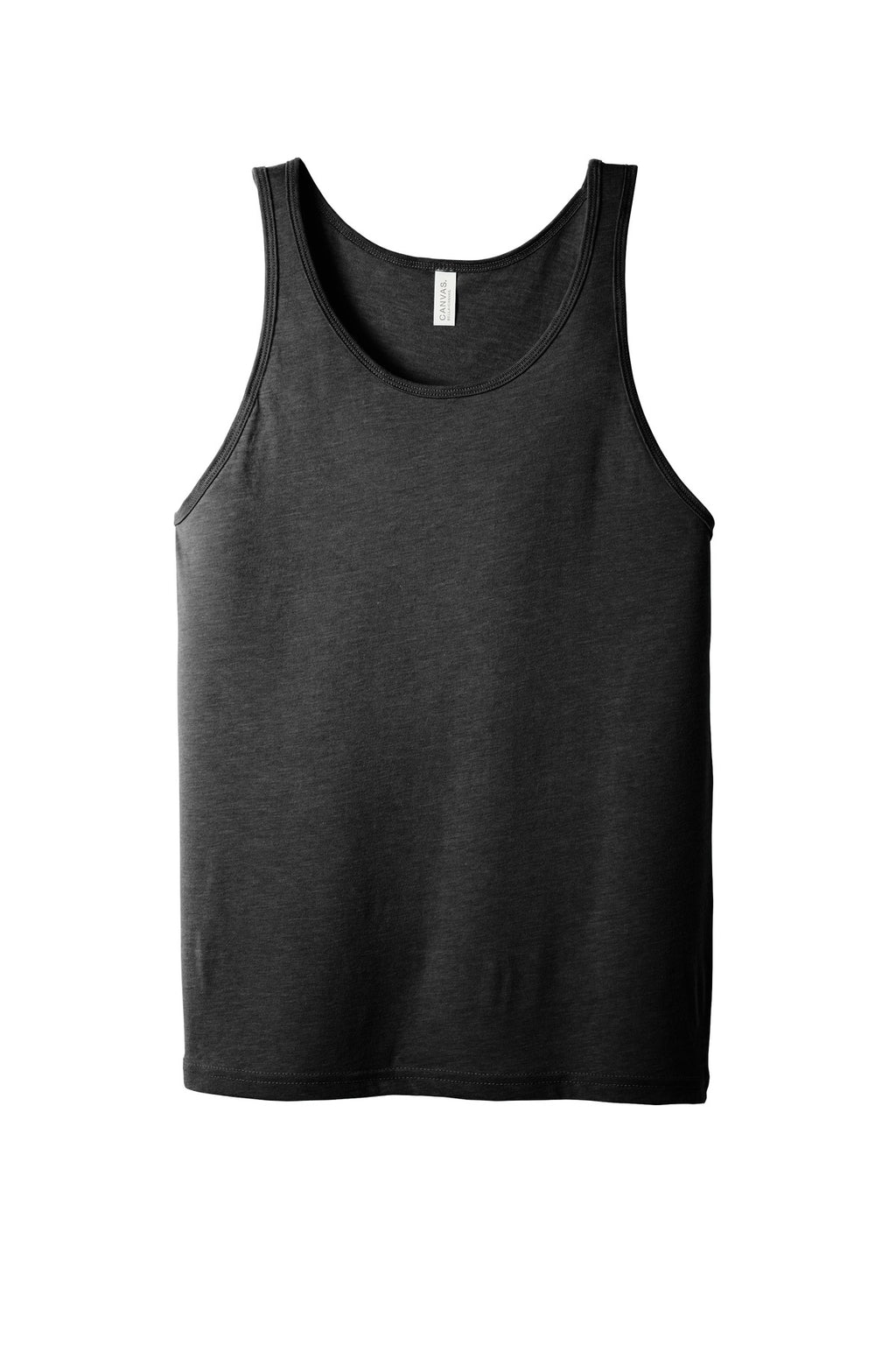 Front View of Char-Blk TB BELLA+CANVAS Unisex Jersey Tank. BC3480