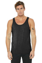 Front View of Char-Blk TB BELLA+CANVAS Unisex Jersey Tank. BC3480