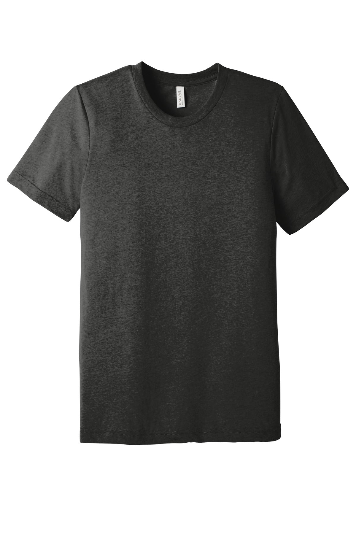 Front View of Char-Blk TB BELLA+CANVAS Unisex Triblend Short Sleeve Tee. BC3413