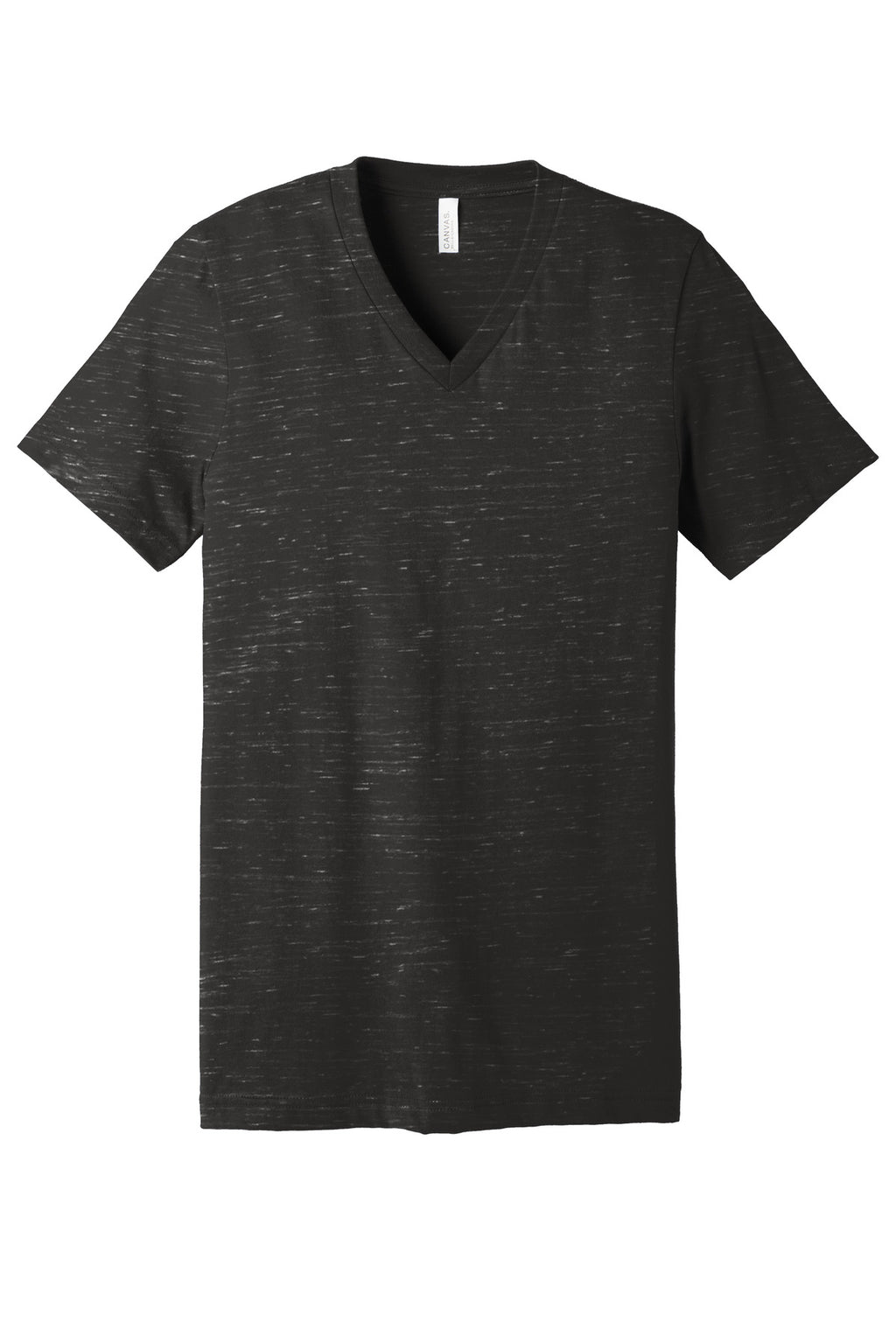 Front View of Char Marble BELLA+CANVAS Unisex Jersey Short Sleeve V-Neck Tee. BC3005