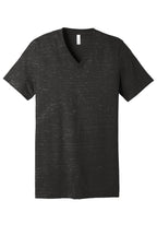 Front View of Char Marble BELLA+CANVAS Unisex Jersey Short Sleeve V-Neck Tee. BC3005