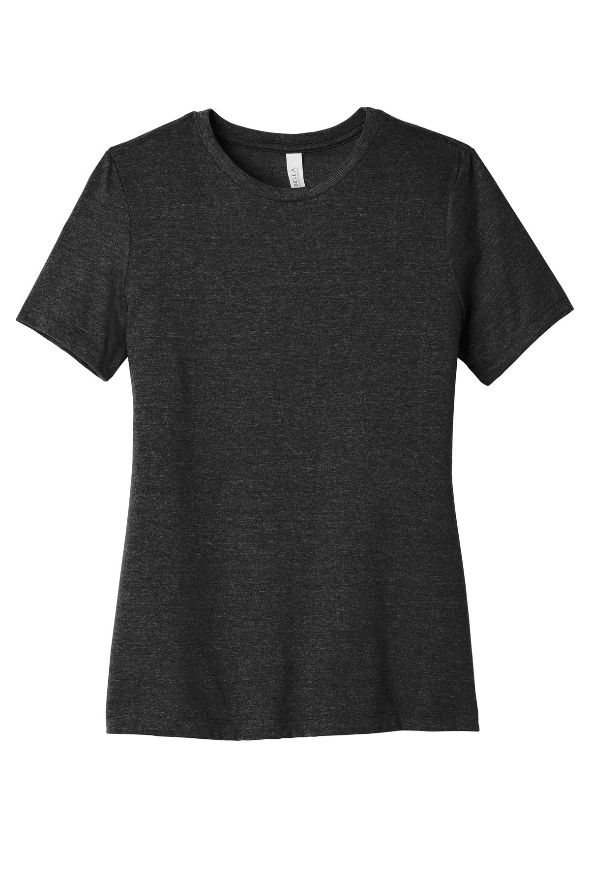 Front View of CharBlkTB BELLA+CANVAS Women's Relaxed Triblend Tee BC6413