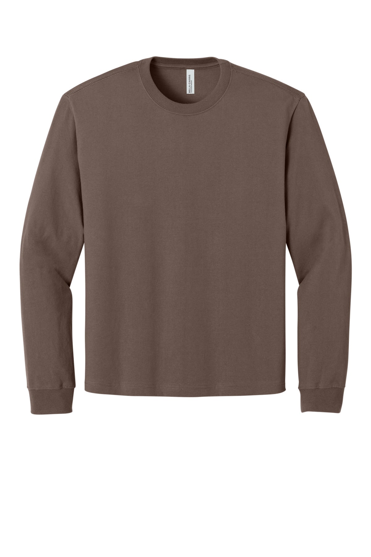 Front View of Cocoa BELLA+CANVAS Unisex 7.5-Ounce Heavyweight Long Sleeve Tee BC4651