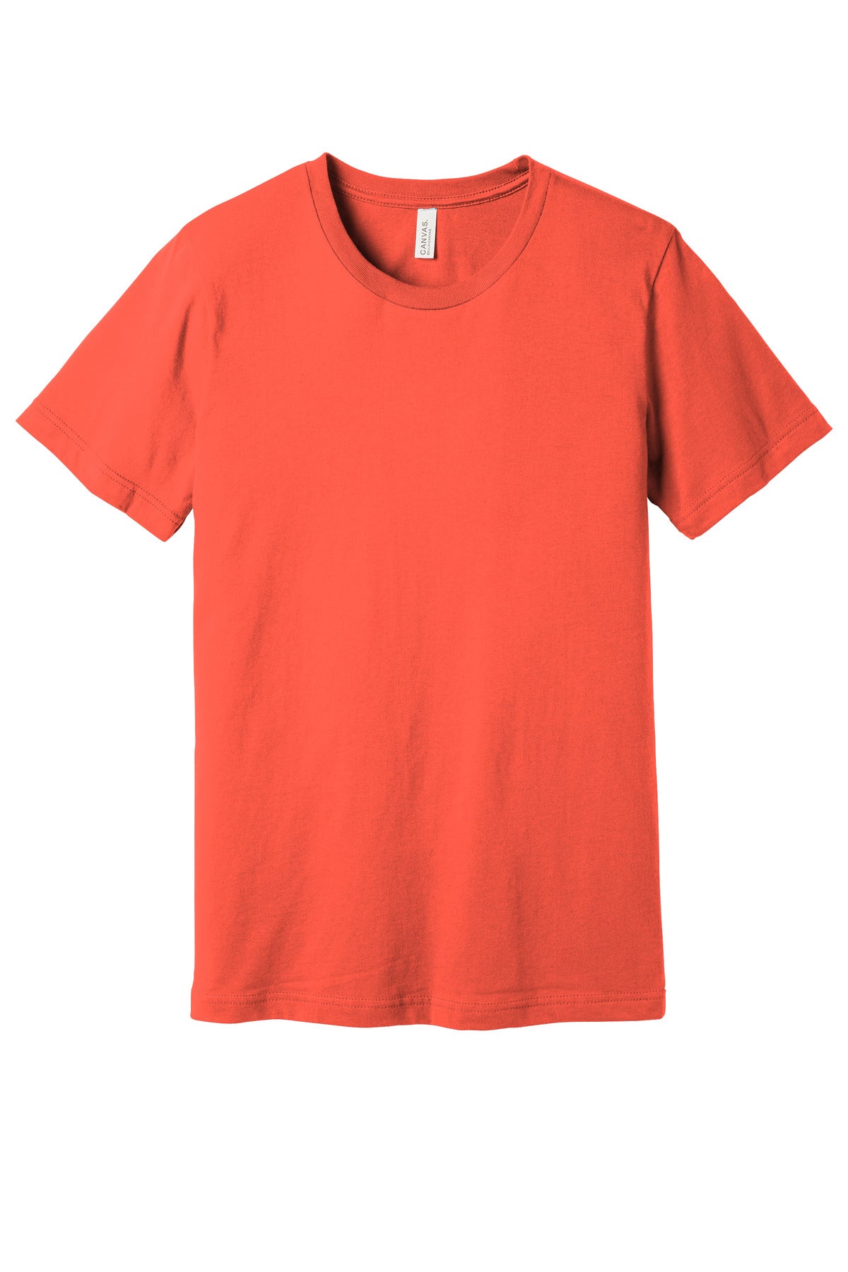 Front View of Coral BELLA+CANVAS Unisex Jersey Short Sleeve Tee. BC3001