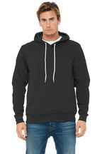 Front View of Dark Grey BELLA+CANVAS Unisex Sponge Fleece Pullover Hoodie. BC3719