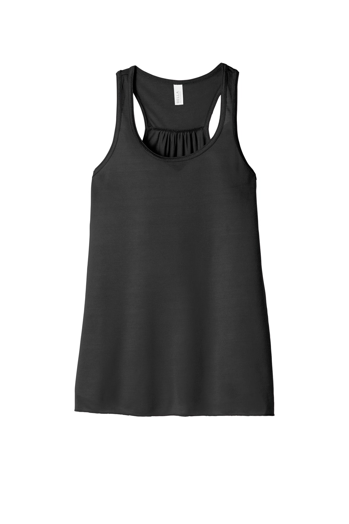 Front View of Dark Grey BELLA+CANVAS Women's Flowy Racerback Tank. BC8800
