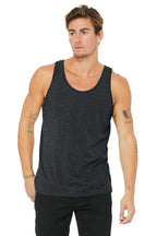 Front View of Dark Grey Ht BELLA+CANVAS Unisex Jersey Tank. BC3480