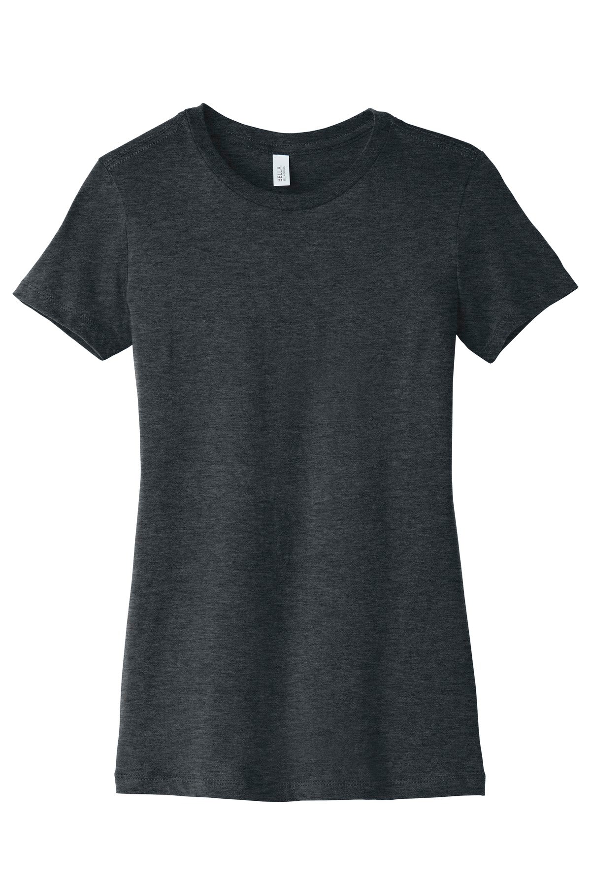 Front View of Dark Grey Ht BELLA+CANVAS Women's Slim Fit Tee. BC6004