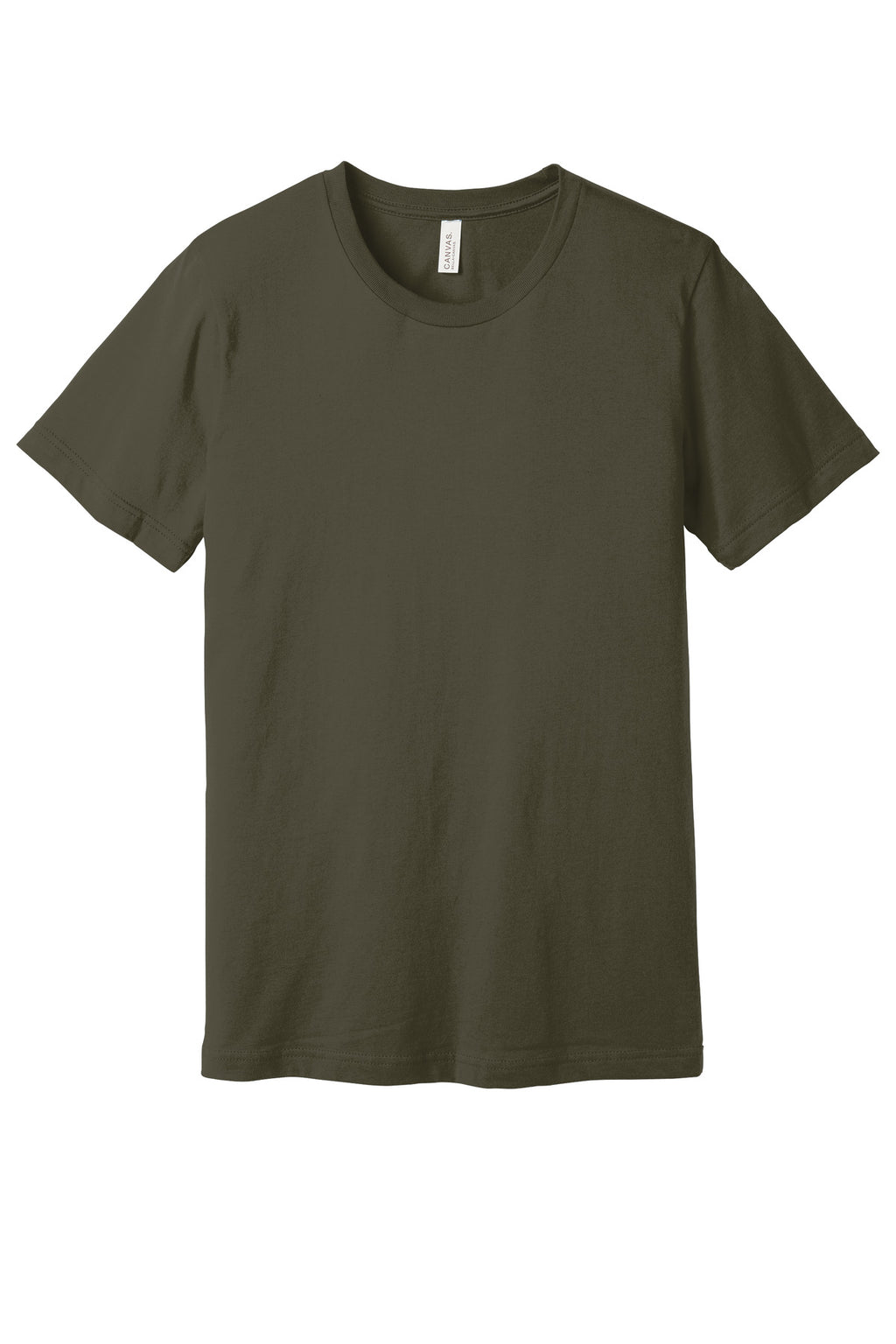 Front View of Dark Olive BELLA+CANVAS Unisex Jersey Short Sleeve Tee. BC3001