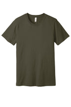 Front View of Dark Olive BELLA+CANVAS Unisex Jersey Short Sleeve Tee. BC3001