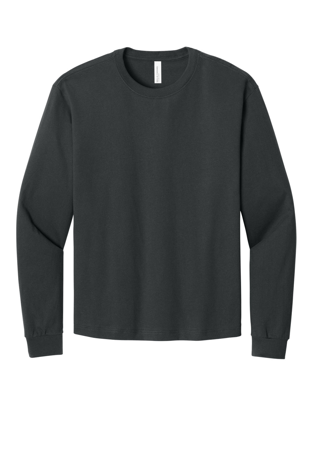 Front View of DarkGrey BELLA+CANVAS Unisex 6-Ounce Heavyweight Long Sleeve Tee BC3511