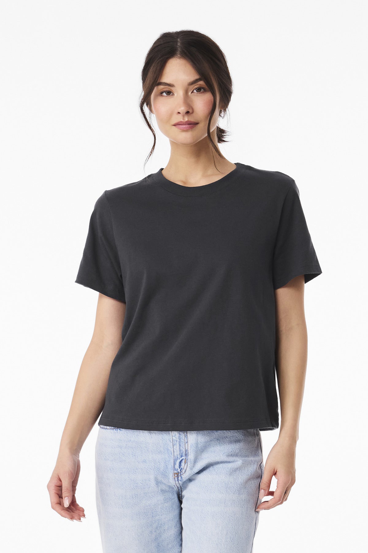 Front View of DarkGrey BELLA+CANVAS Women's 6-Ounce Heavyweight Tee BC6110