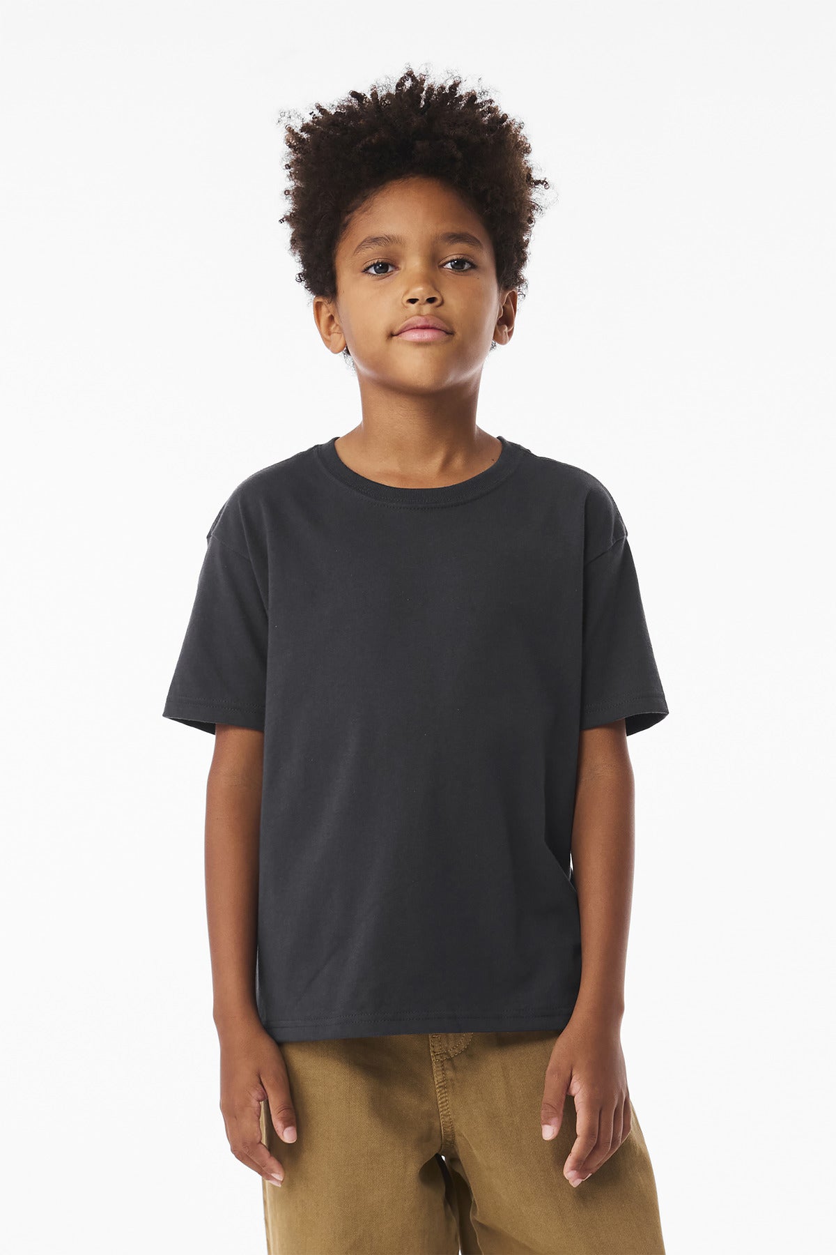 Front View of DarkGrey BELLA+CANVAS Youth 6-Ounce Heavyweight Tee BC3010Y