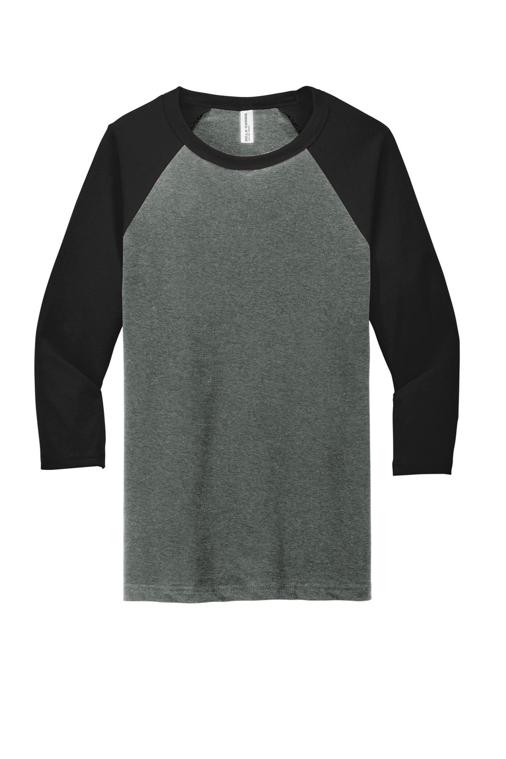 Front View of Deep Ht/Black BELLA+CANVAS Unisex 3/4-Sleeve Baseball Tee. BC3200