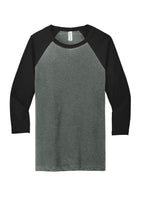 Front View of Deep Ht/Black BELLA+CANVAS Unisex 3/4-Sleeve Baseball Tee. BC3200