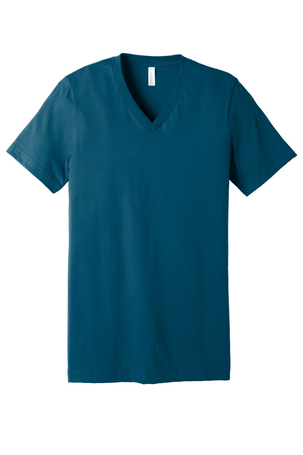 Front View of Deep Teal BELLA+CANVAS Unisex Jersey Short Sleeve V-Neck Tee. BC3005