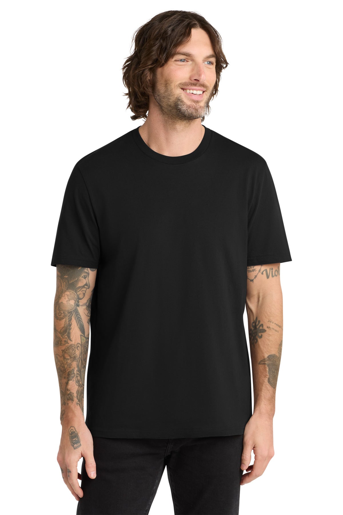 Front View of DeepBlack Allmade Unisex Organic Cotton Tee. AL2100