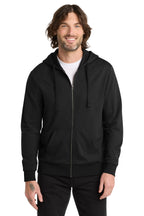 Front View of DeepBlack Allmade Unisex Organic French Terry Full-Zip Hoodie AL4002
