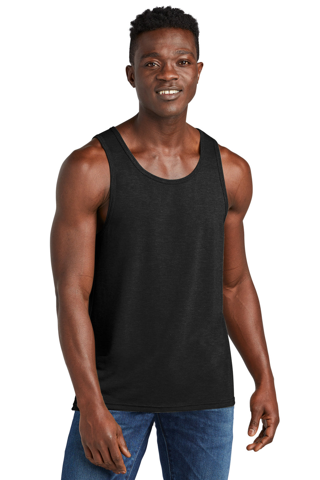 Front View of DeepBlack Allmade Unisex Tri-Blend Tank AL2019