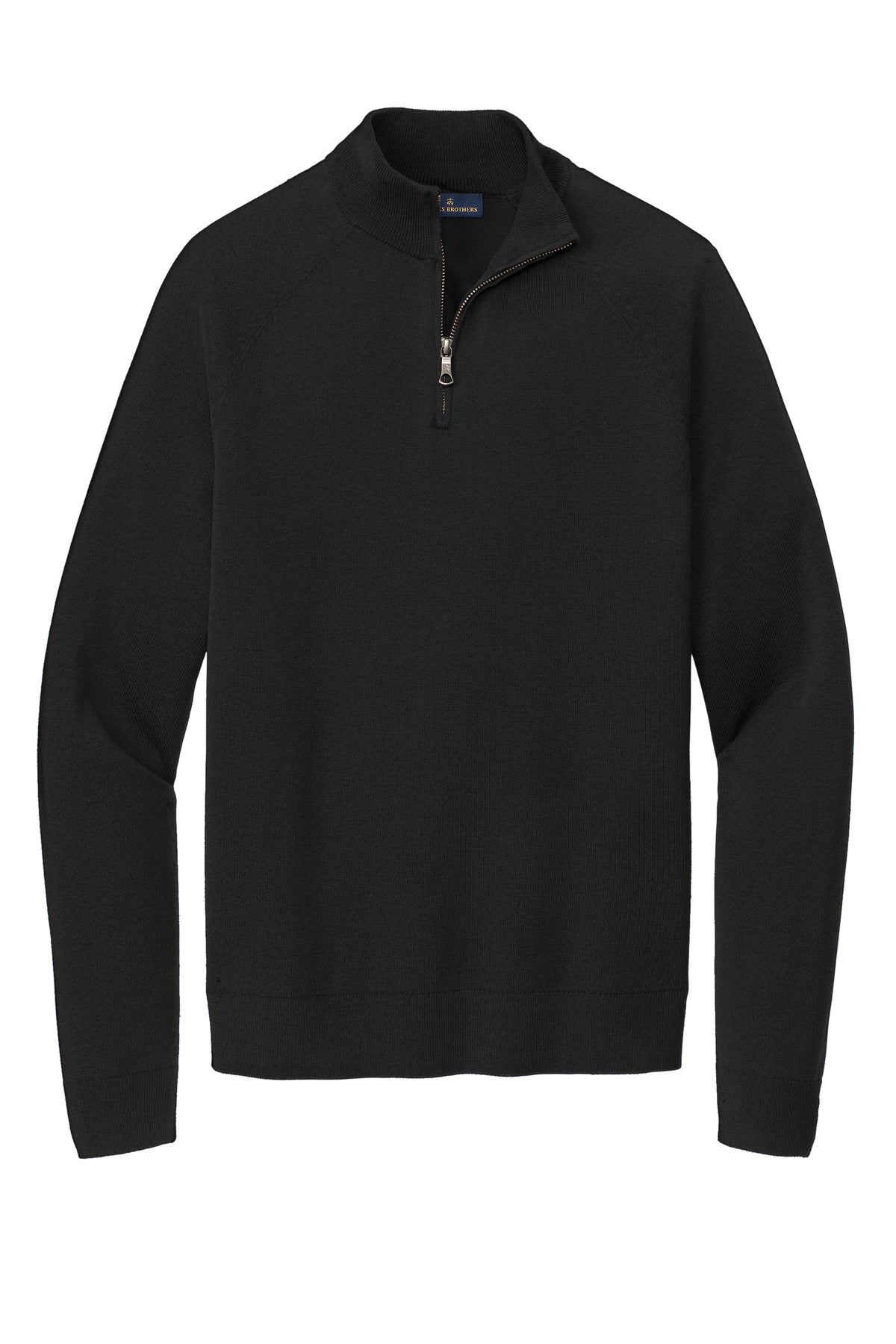 Front View of DeepBlack Brooks Brothers Cotton Stretch 1/4-Zip Sweater BB18402