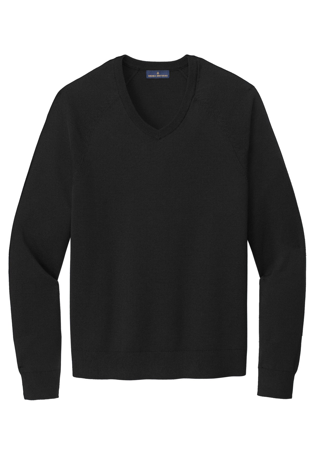 Front View of DeepBlack Brooks Brothers Cotton Stretch V-Neck Sweater BB18400