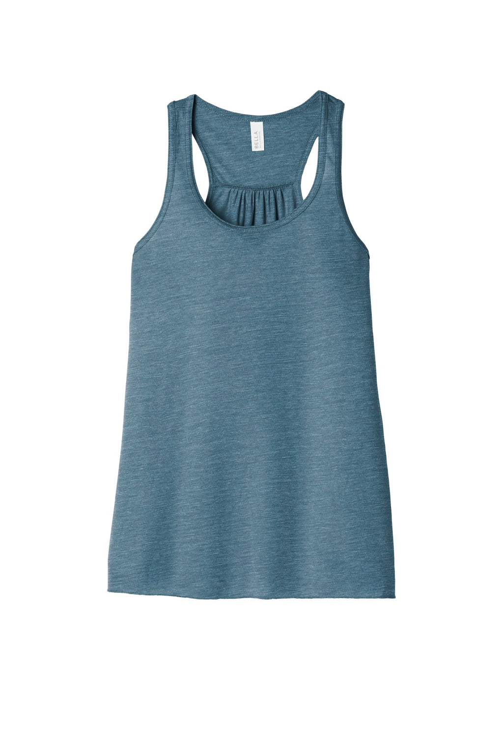 Front View of Denim Slub BELLA+CANVAS Women's Flowy Racerback Tank. BC8800
