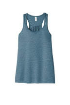 Front View of Denim Slub BELLA+CANVAS Women's Flowy Racerback Tank. BC8800