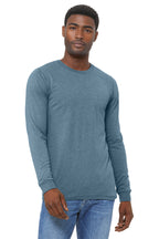 Front View of DenimTB BELLA+CANVAS Unisex Triblend Long Sleeve Tee BC3513