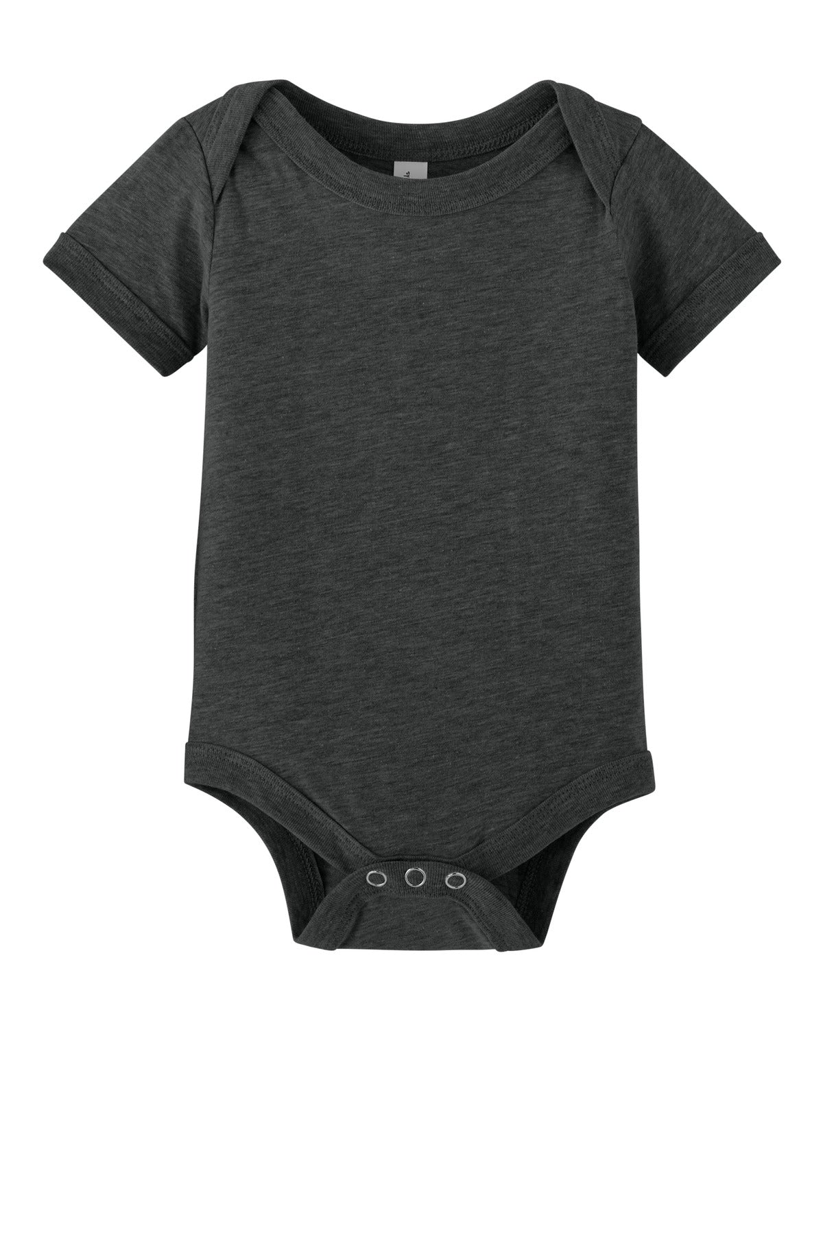 Front View of DkGyHthr BELLA+CANVAS Infant Jersey Short Sleeve One Piece BC100B
