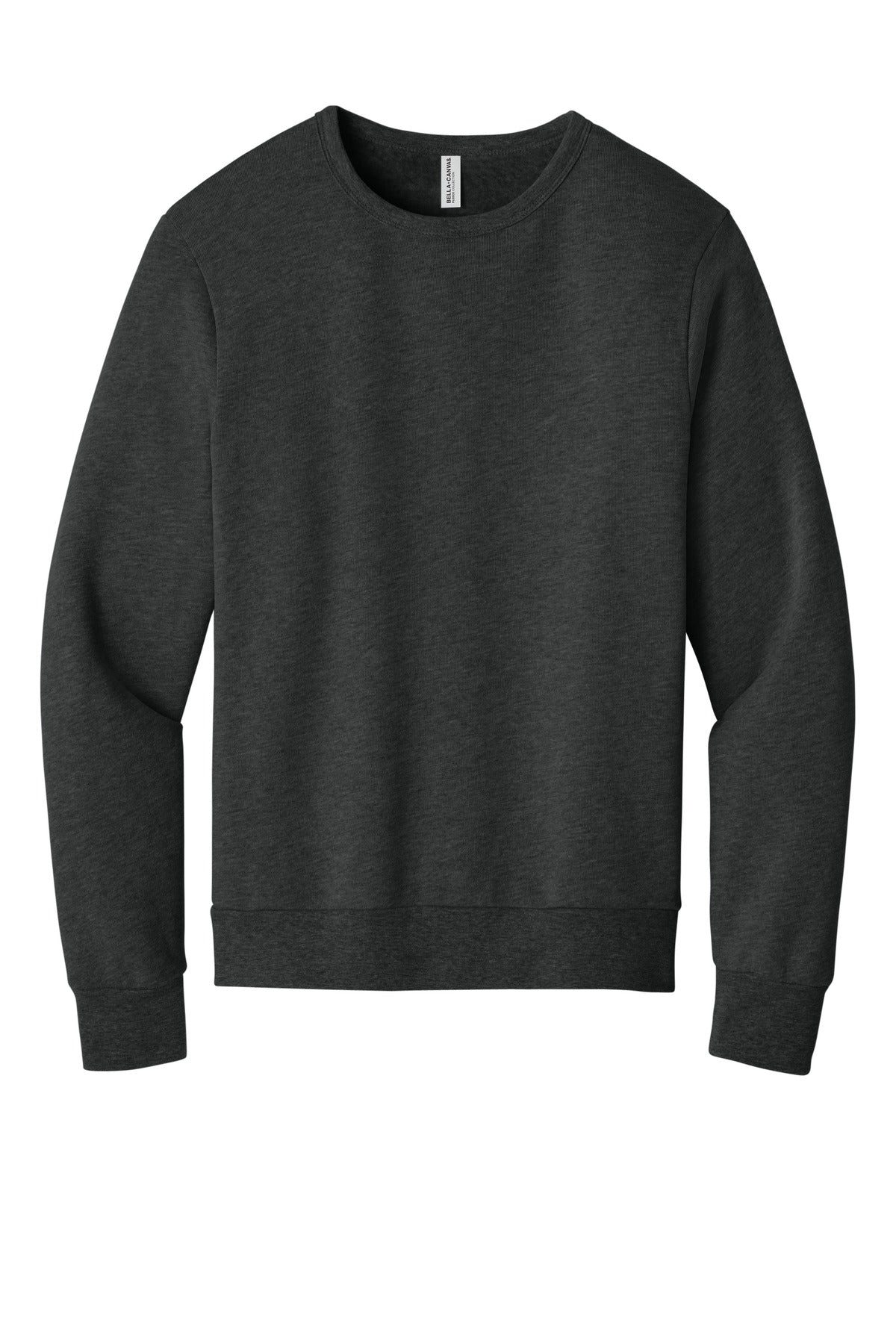 Front View of DkGyHthr BELLA+CANVAS Unisex Sponge Fleece Classic Crewneck Sweatshirt BC3911