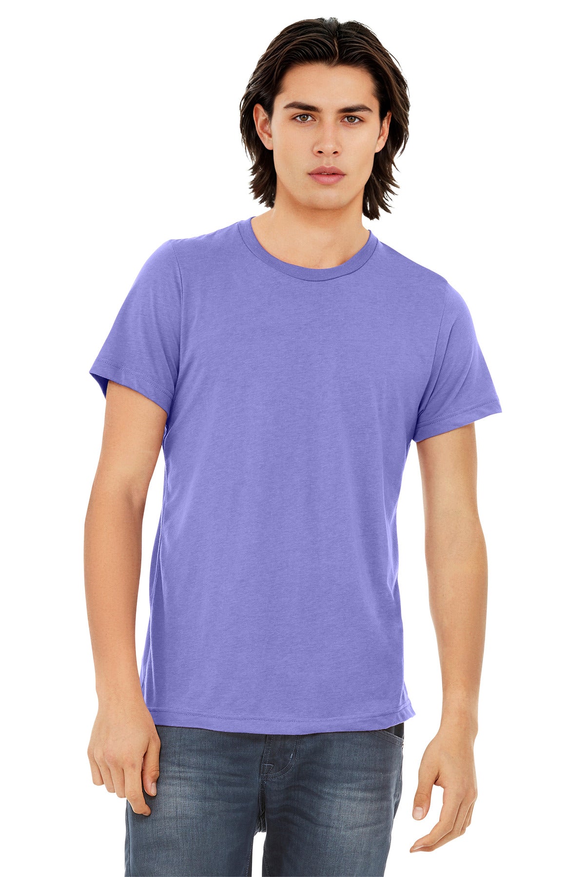 Front View of DkLvndrTb BELLA+CANVAS Unisex Triblend Short Sleeve Tee. BC3413