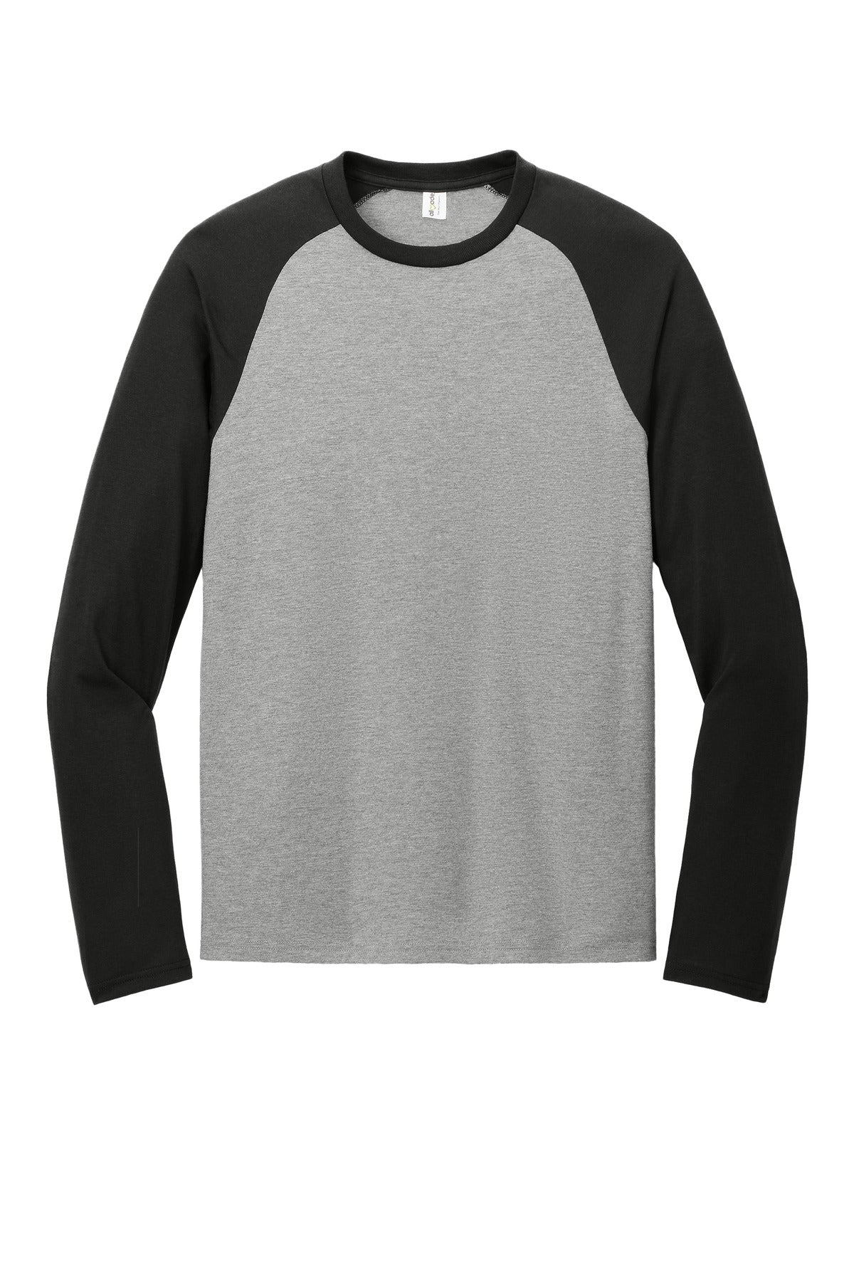 Front View of DpBk/AlumG Allmade Unisex Tri-Blend Long Sleeve Colorblock Raglan AL6009