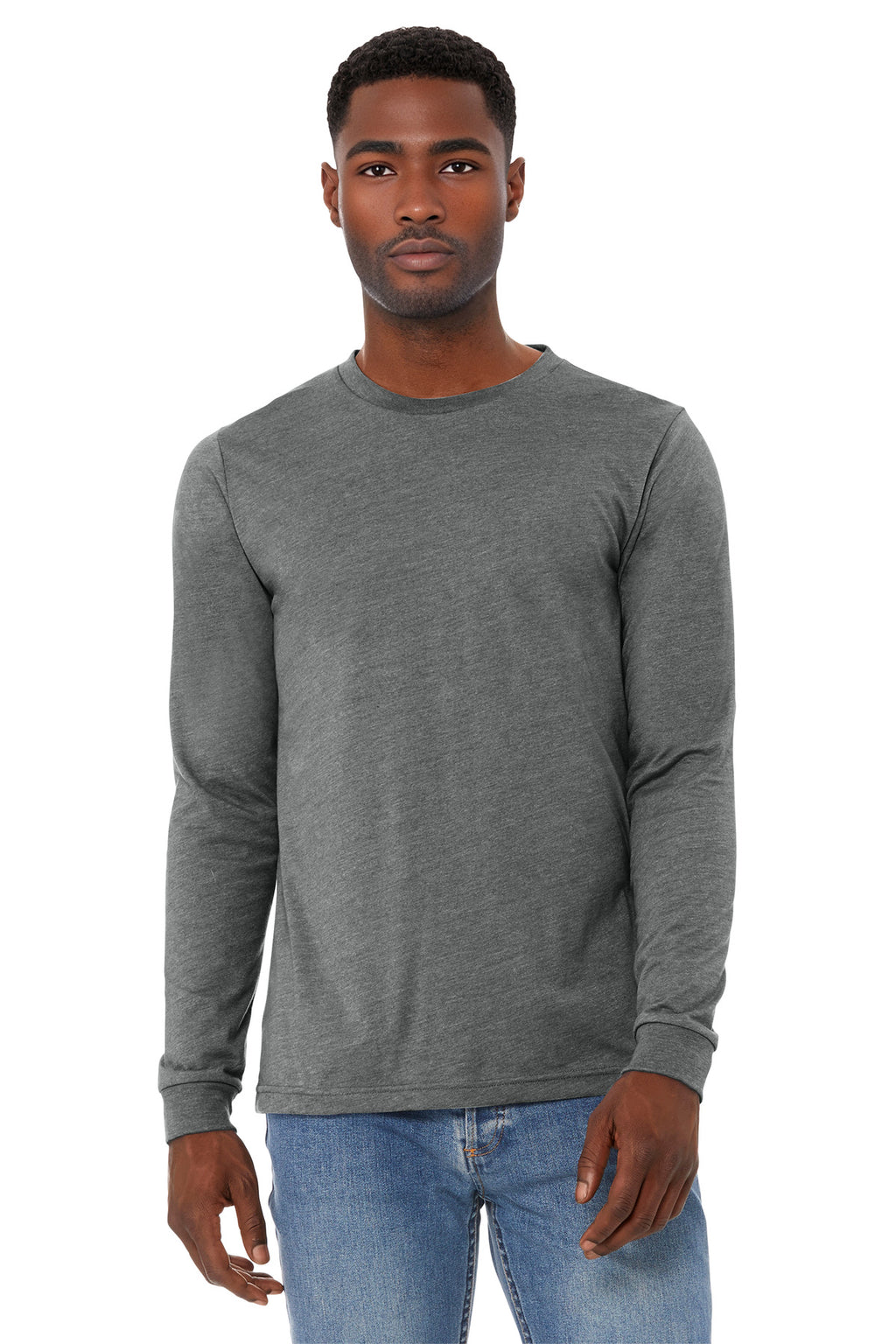 Front View of DpHeather BELLA+CANVAS Unisex Heather CVC Long Sleeve Tee BC3501CVC