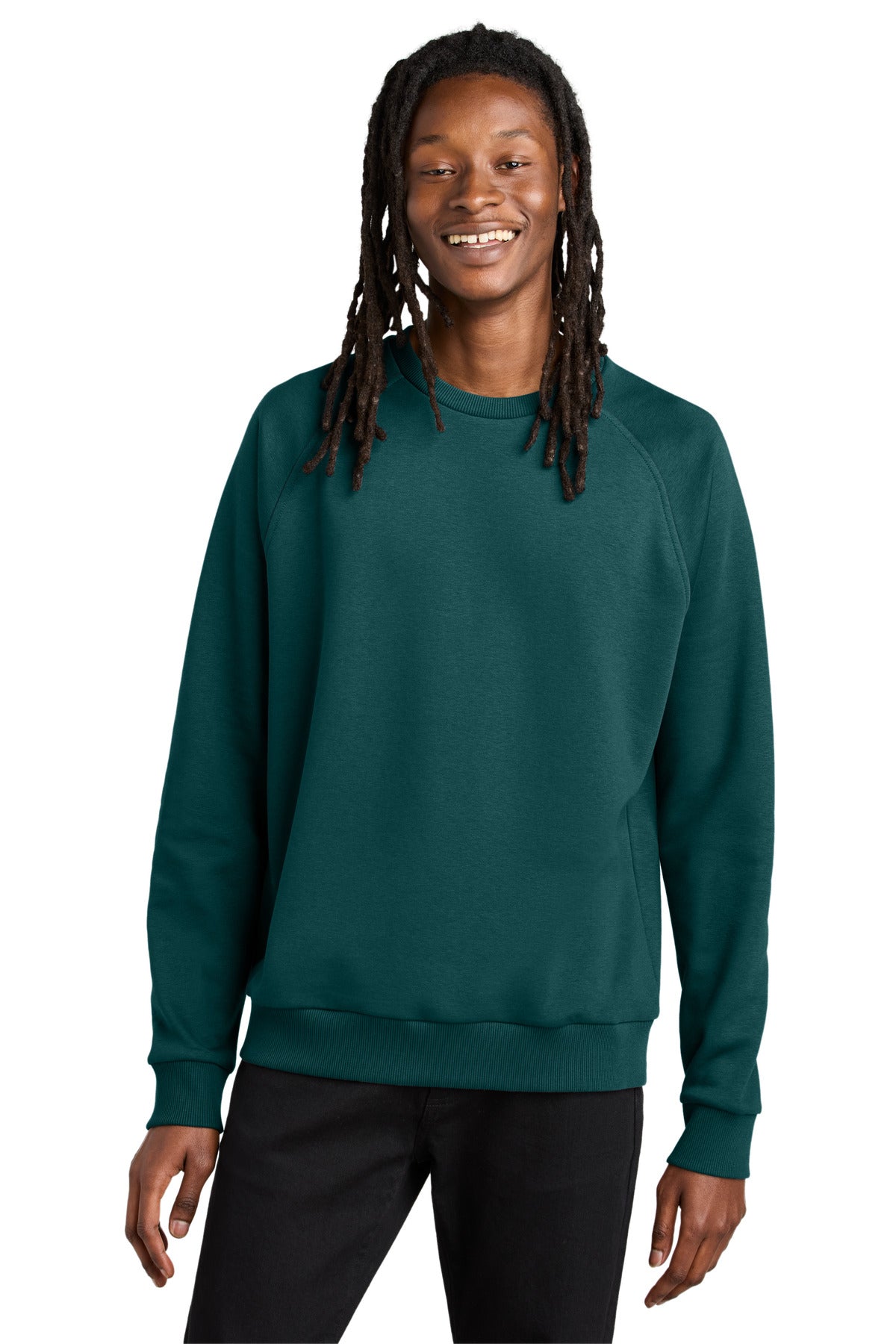 Front View of DpSeaGreen Allmade Unisex Organic CVC Fleece Crewneck Sweatshirt AL5004