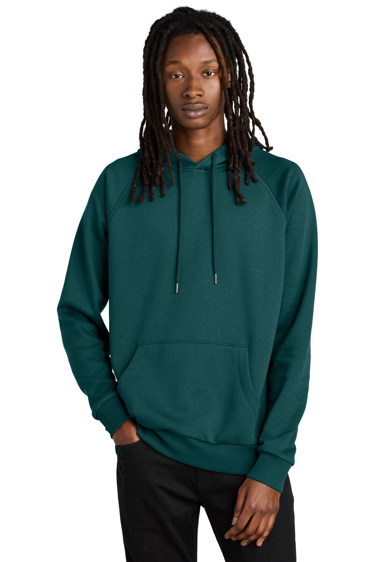 Front View of DpSeaGreen Allmade Unisex Organic CVC Fleece Pullover Hoodie AL5000