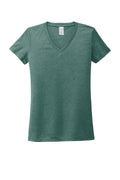 Front View of DpSeaGreen Allmade Women's Tri-Blend V-Neck Tee AL2018