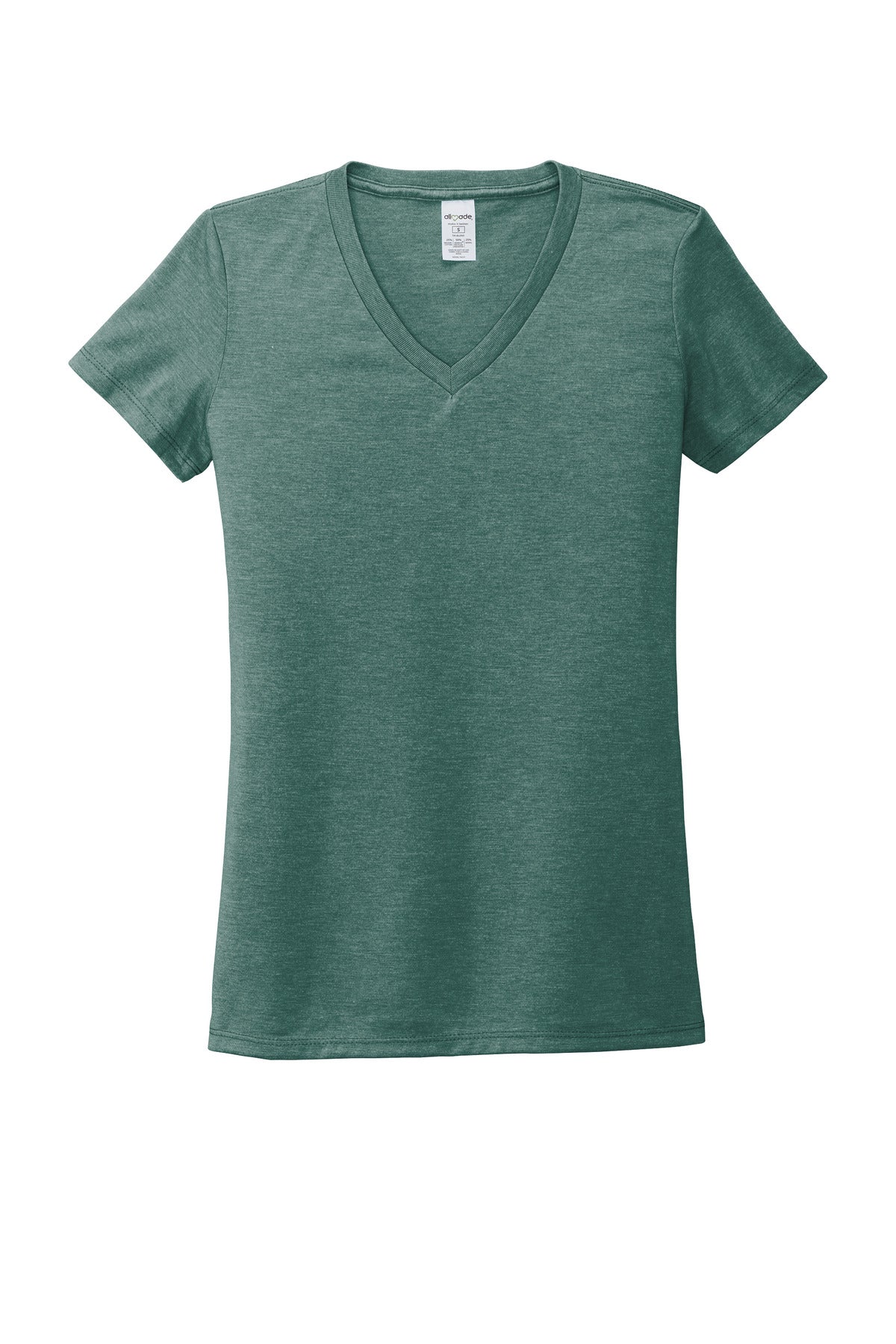 Front View of DpSeaGreen Allmade Women's Tri-Blend V-Neck Tee AL2018