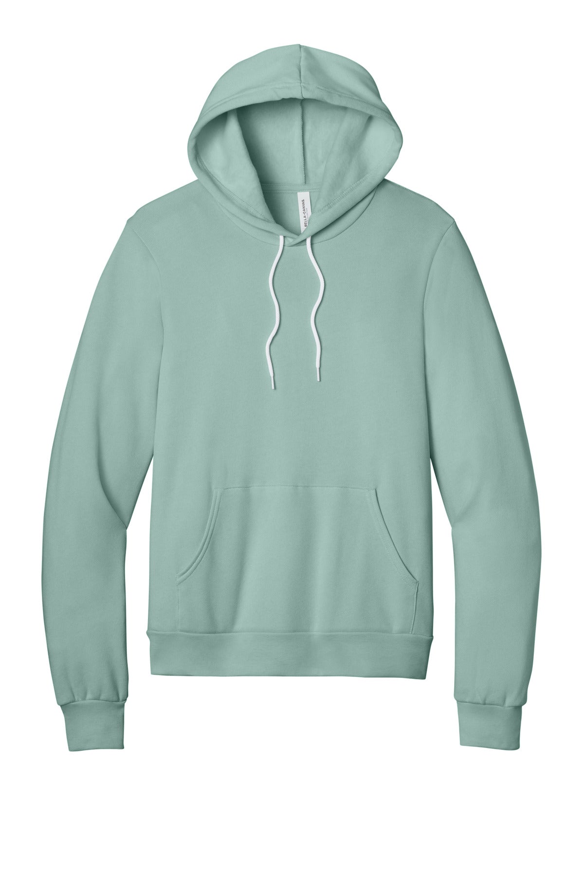 Front View of DustyBlue BELLA+CANVAS Unisex Sponge Fleece Pullover Hoodie. BC3719