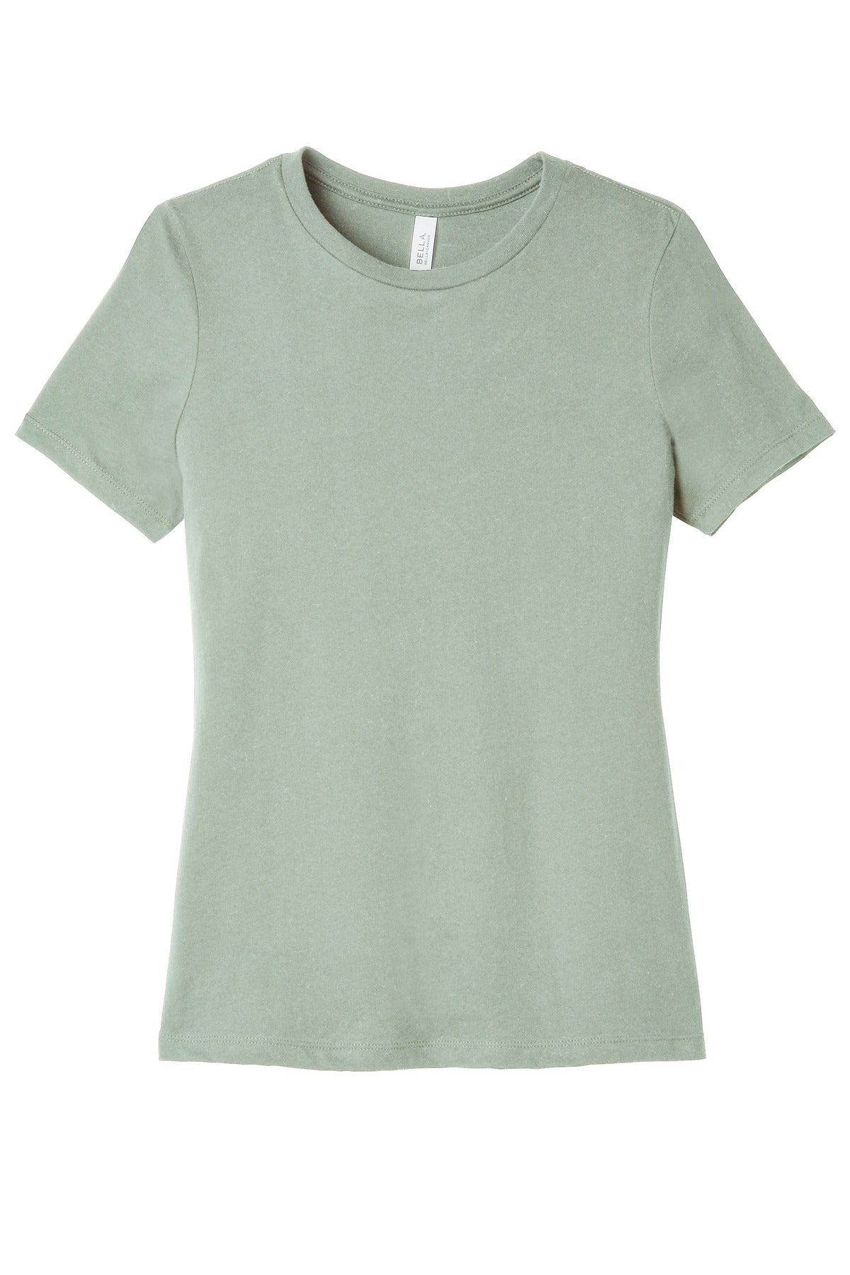 Front View of DustyBlue BELLA+CANVAS Women's Relaxed Jersey Short Sleeve Tee. BC6400