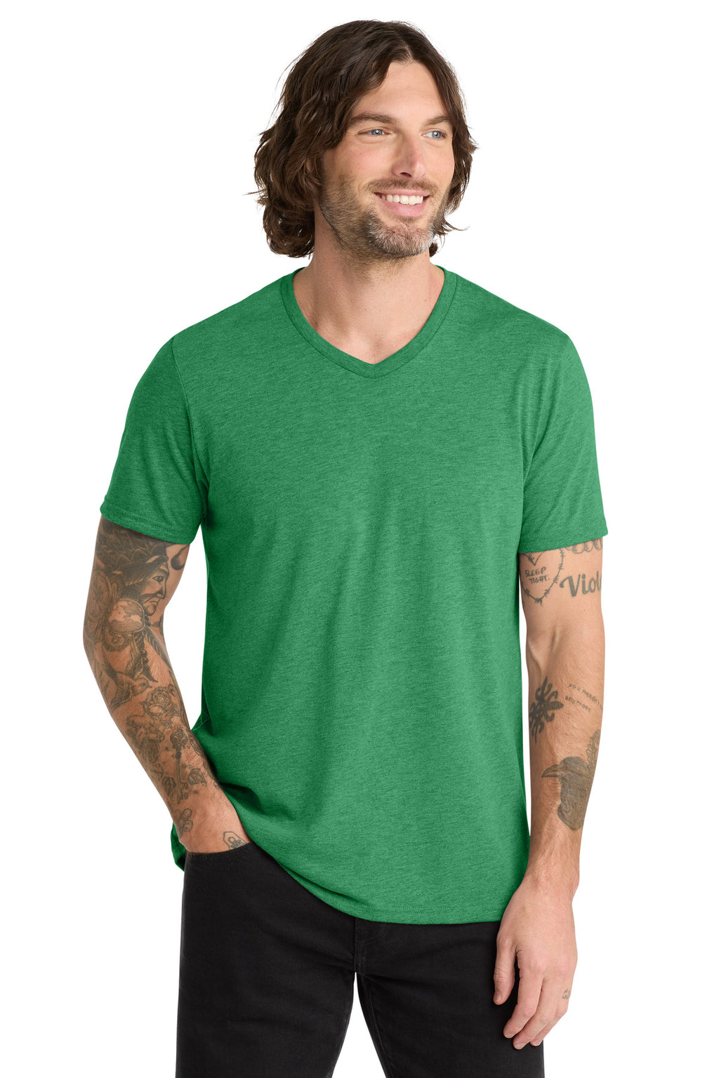Front View of Enviro Green Allmade Unisex Tri-Blend V-Neck Tee AL2014