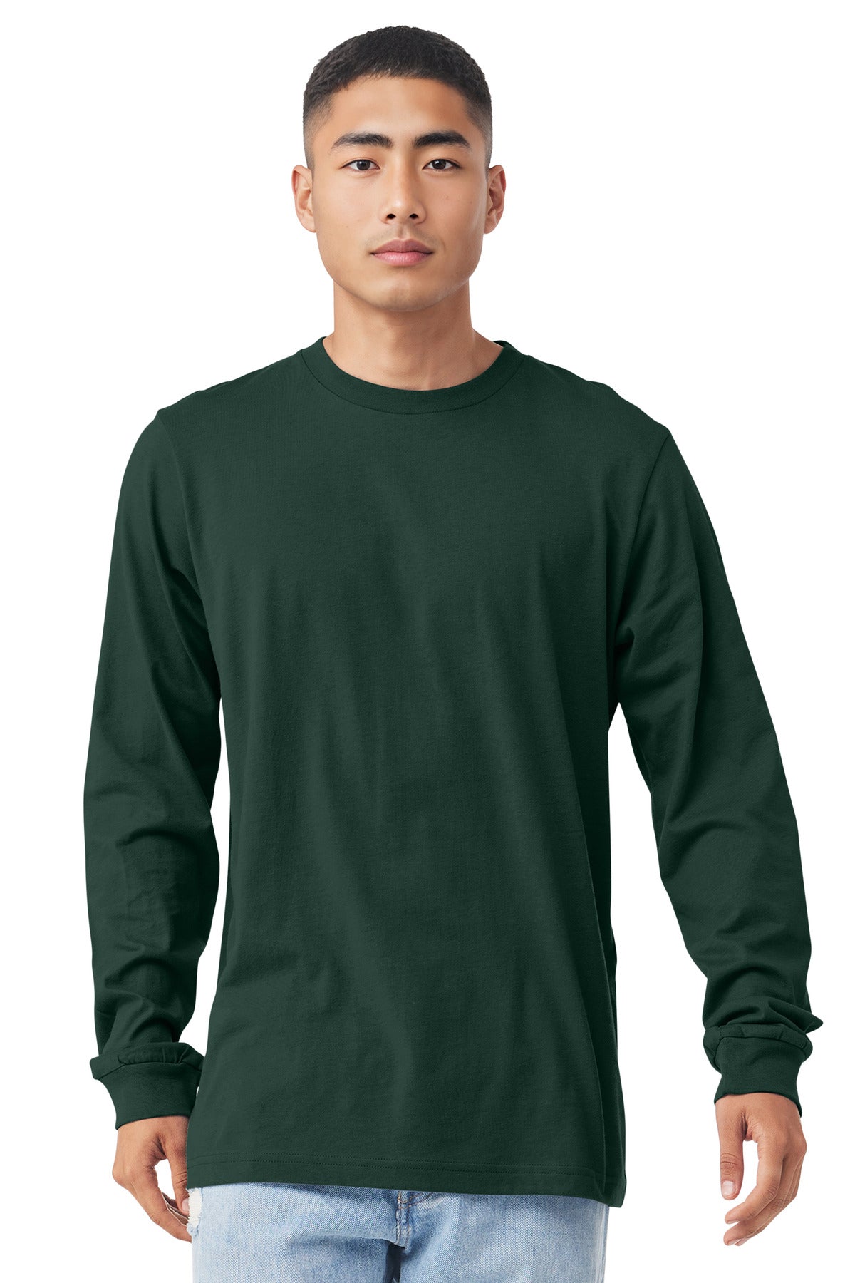 Front View of FOREST BELLA+CANVAS Unisex Jersey Long Sleeve Tee. BC3501